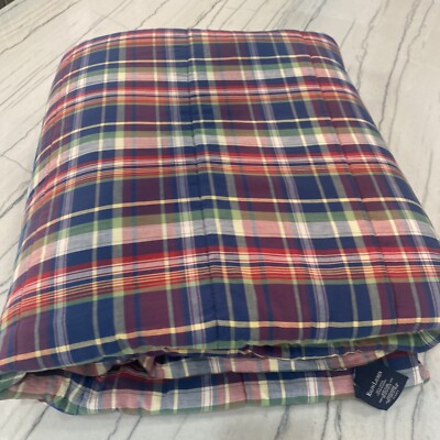 Ralph Lauren Garrison Madris Comforter Twin Blue Plaid Made in USA