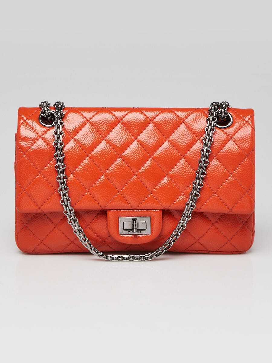 Chanel Orange Reissue Quilted Patent Caviar Leather 225 Bag