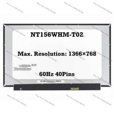 NT156WHM-T02 15.6'' 1366×768 IPS 60Hz 45% NTSC LCD Bildschirm Panel Anzeige 40Pin