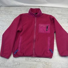 Vintage Patagonia Jacket Womens Sz 12 LARGE Pink Full Zip Up Fleece Coat 90s USA