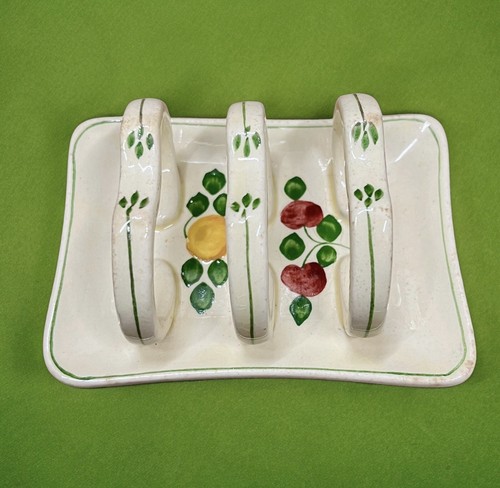 Antique Adams Royal Ivory Titian Titan Ware Toast Rack 3 Bar Porcelain Vtg - Picture 7 of 11