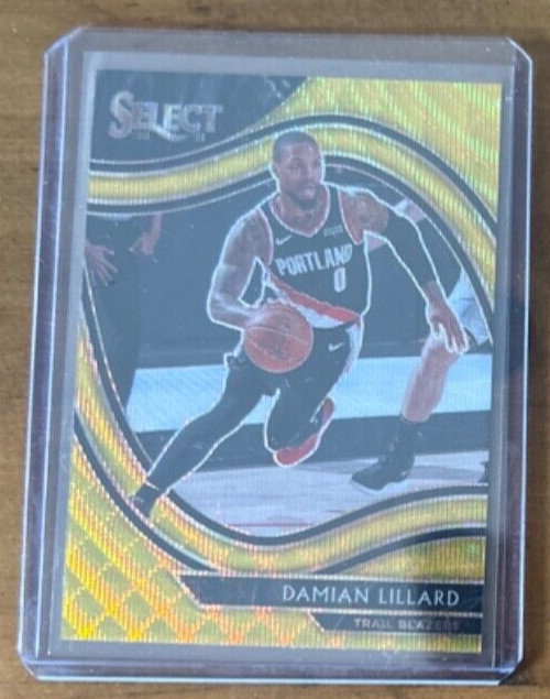 2020-21 Prizm Select Damian Lillard Courtside Gold Wave
