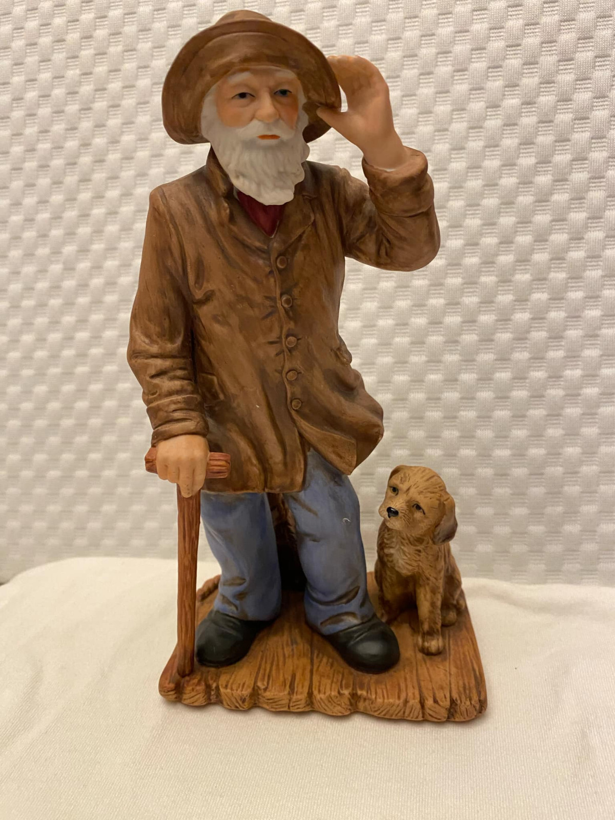 Porcelain Home Interiors Figurine Old Salty Fisherman With Puppy Mint 1999 VTG