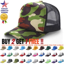 Trucker Hat Foam Mesh Baseball Cap Snapback Adjustable Plain Solid Men Sport Cap