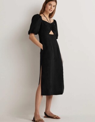 Boden Midi Dress Womens Cut Out Puff Sleeve Linen Black Size 16-18 New NWT | eBay Boden Midi Dress Womens Cut Out Puff Sleeve Linen Black Size 16-18 New NWT | eBay