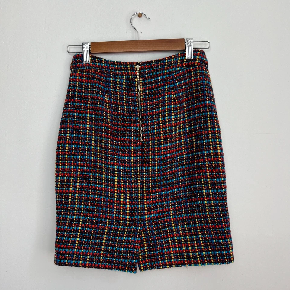 Falda Lápiz KATE SPADE Judy Lana Tweed Multicolor Clásica Cintura Alta Talla 00 Foto 4 de 4