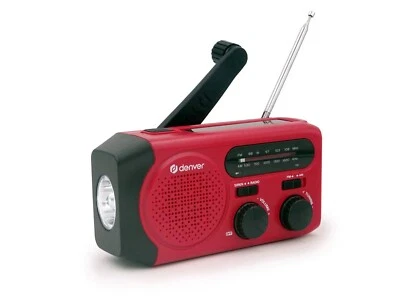 Radio mit Akku Solar Ladefunktion Handkurbel Lampe USB Powerbank Denver SCR-2010