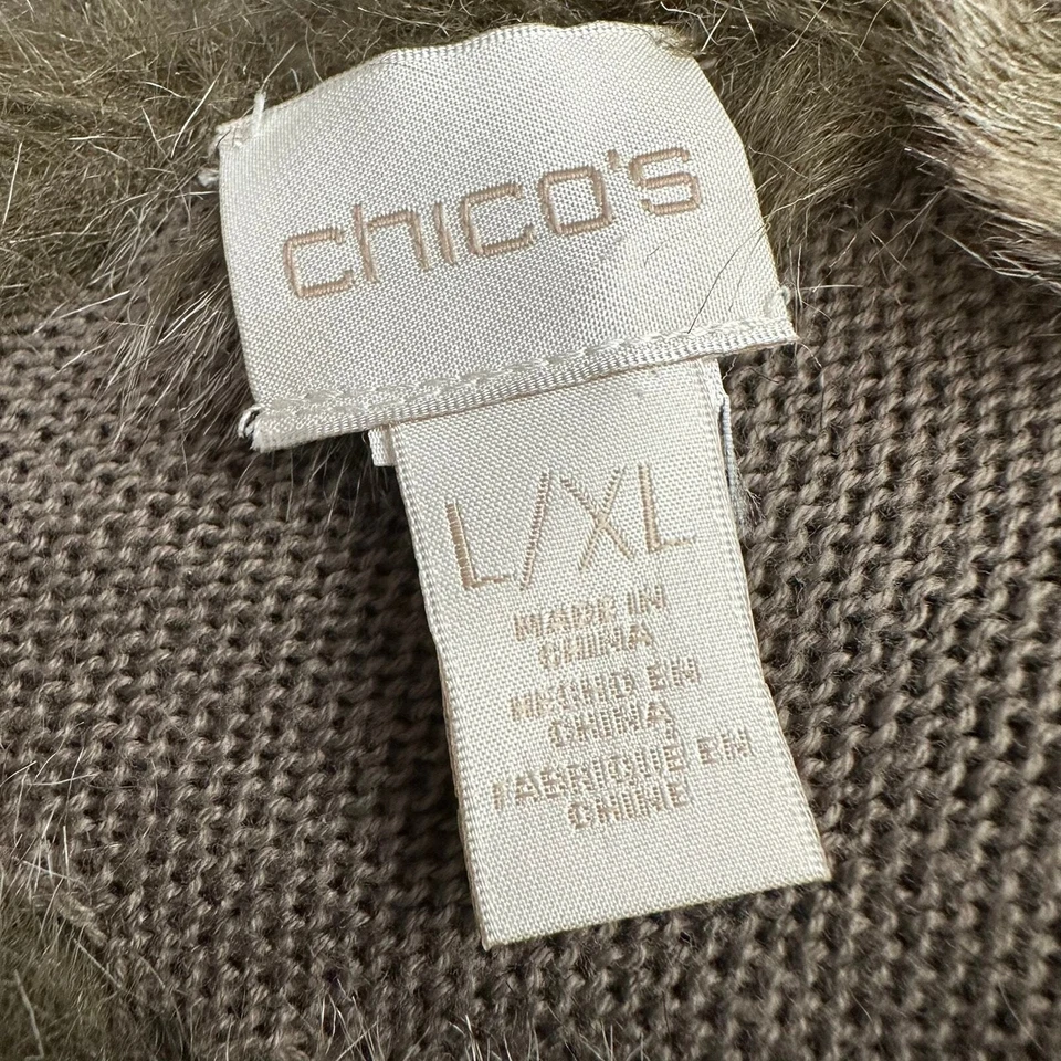 Poncho Chicos Mujer Talla L/XL Taupe Imitación Piel Borde Festival Boho Artesanal Capas Foto 3 de 4