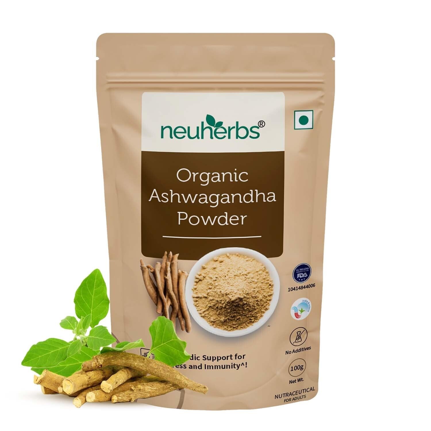 Neuherbs Organic Ashwagandha Powder - Ayurvedic Support for Stress - 100g