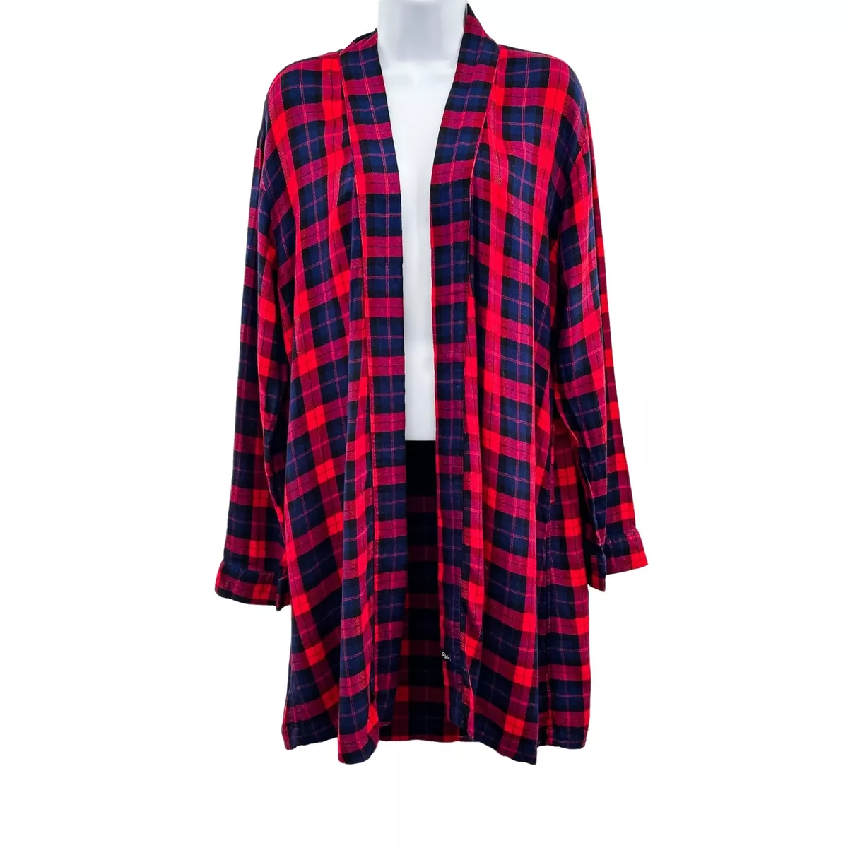 Rails Flannel Plaid Open Front Cardigan Sweater Long Length Duster