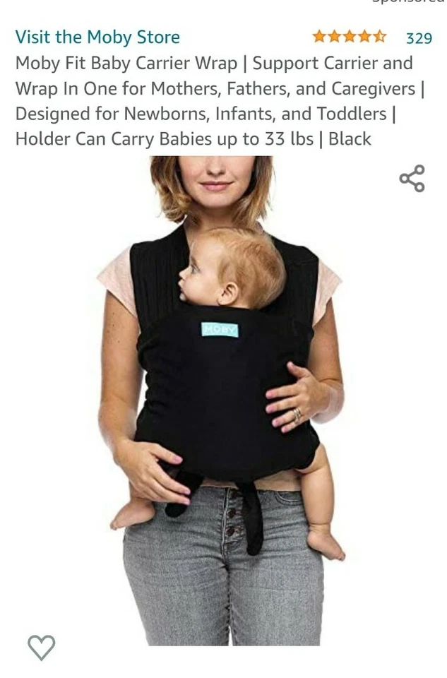 Moby Fit Carrier Black Baby Sling/Wrap - Image 4 of 4