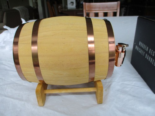 Mini Wooden Whiskey Barrel - Keg Dispenser with Stand 1 Liter- Bar Decor New
