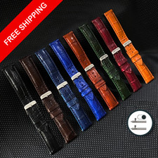 Genuine Leather Watch Band Crocodile Pattern Strap 18mm 20mm 22mm 24mm Universal