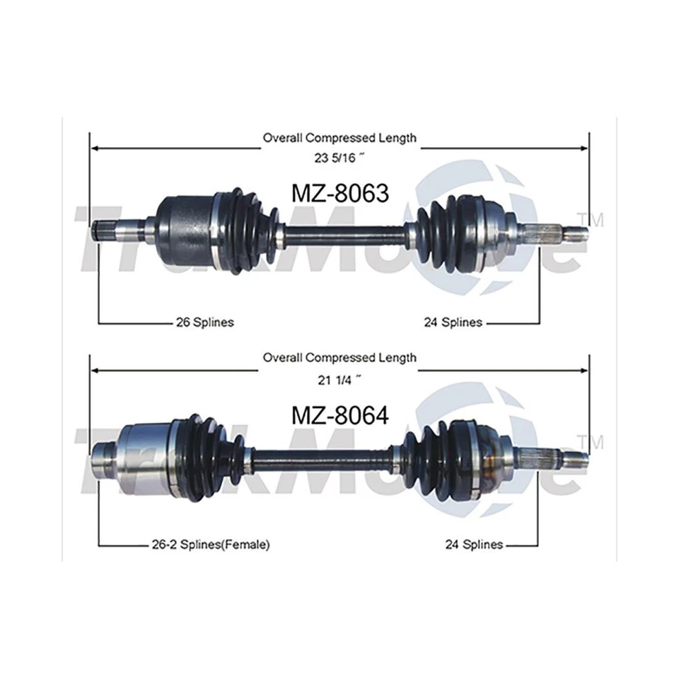 2x Eje CV delantero izquierdo delantero derecho TrakMotive para Mazda 323 1988-1988 Foto 2 de 4