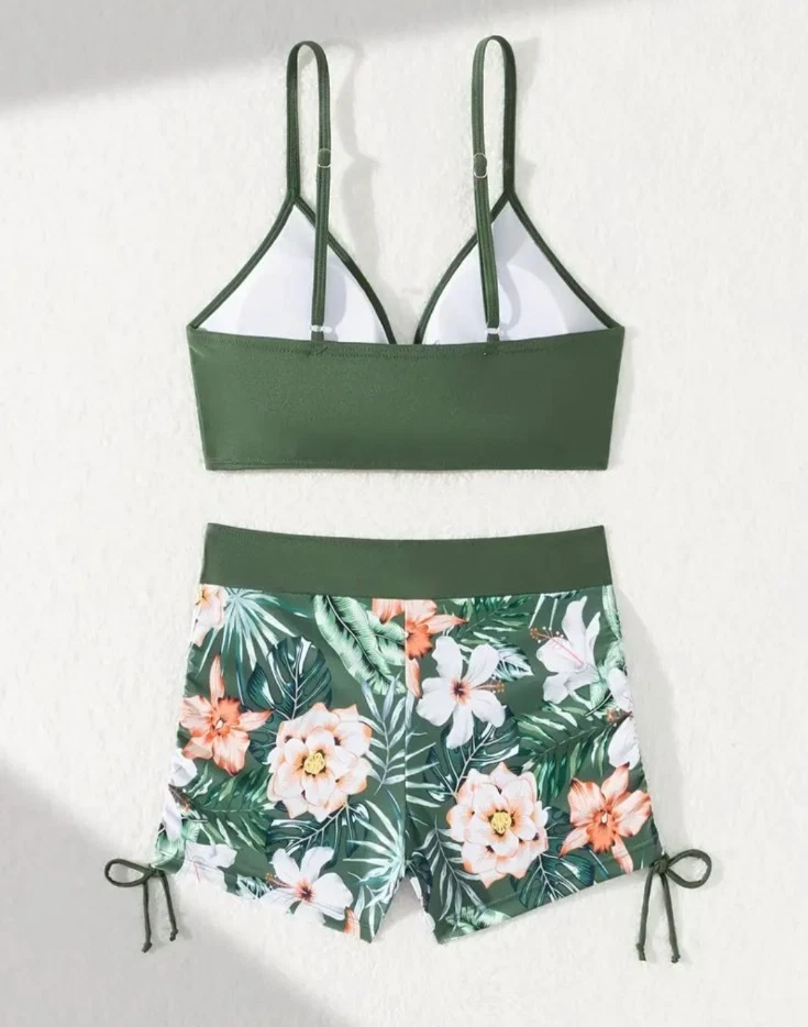 New green floral shorts bikini size 14 - Image 2 of 3