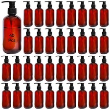 40 Pcs Empty Lotion Bottles with Pump 8oz - Refillable Amber Plastic Bottles,...