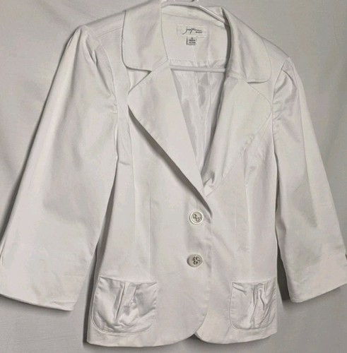 Josephine studio blazer white boxy jacket shoulder pads cotton women’s size10 - Picture 2 of 12