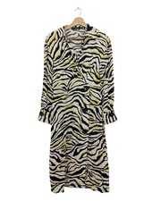 ZARA Abito linea A Donna Abito Taglia IT 42 bianco-nero-giallo pallido