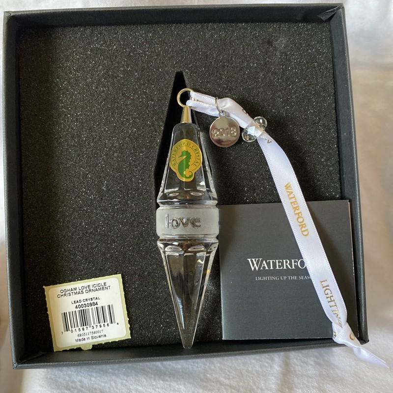 Waterford 2018 Crystal OGHAM LOVE ICICLE Ornament #40030984 - Boxed