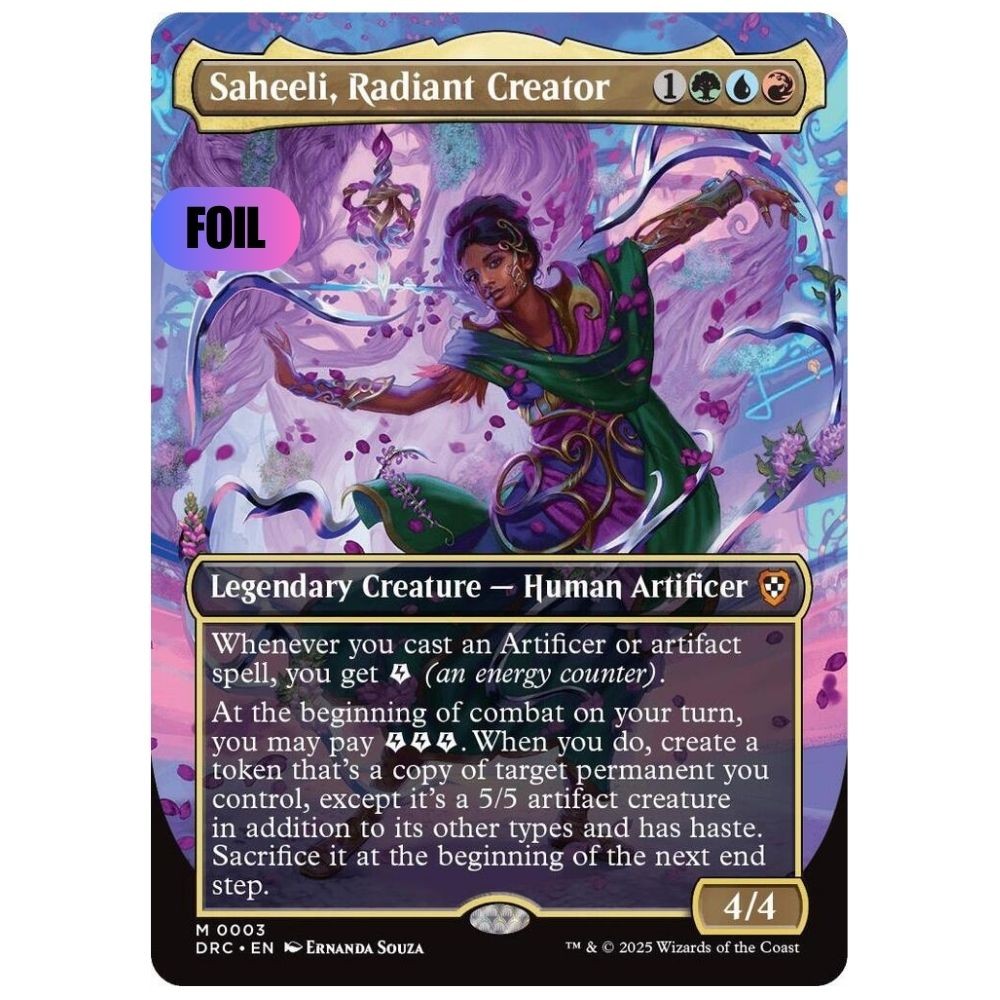 Saheeli, Radiant Creator (Borderless Foil) M Commander: Aetherdrift 3 LP