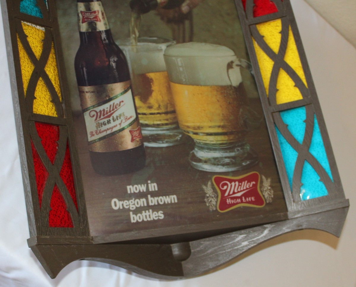 Rare Vintage Miller High Life Advertising Corner Lighted Sign