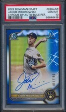 2022 BOWMAN CHROME DRAFT JACOB MISIOROWSKI BLUE REFRACTOR AUTO /150 PSA 10