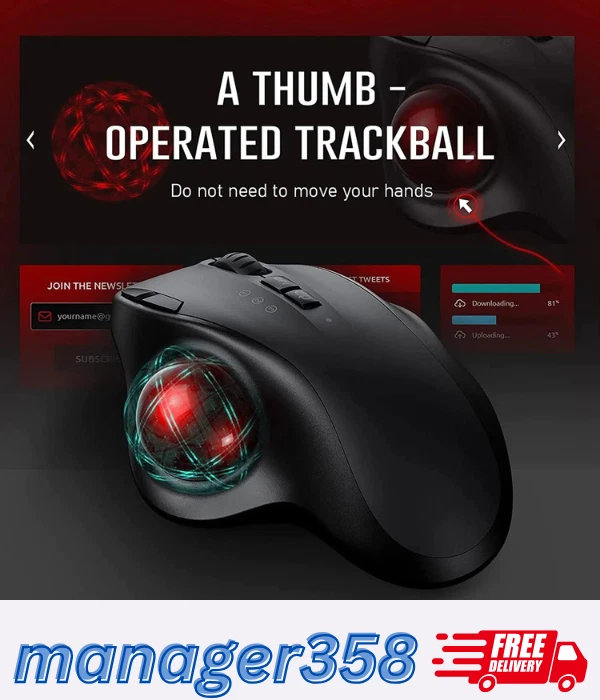 2.4G Mice - Adjustable DPI Trackball Wireless Mouse Pro Rechargeable Bluetooth - Image 2 of 4