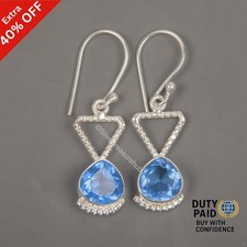 Heart Natural Tanzanite Birthday Wedding Elegant December Earrings 925 Silver