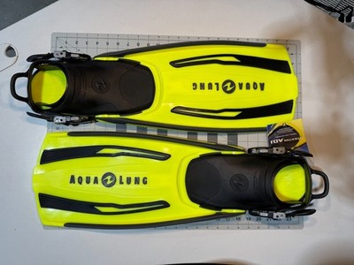 Aqua Lung Stratos ADJ Dive Fins - Lime / Yellow - Size Regular / Medium - NEW 