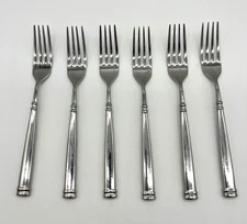 RARE 6 Salad Forks 7" Guy Degrenne ABSOLU Letang Remy France Stainless Flatware