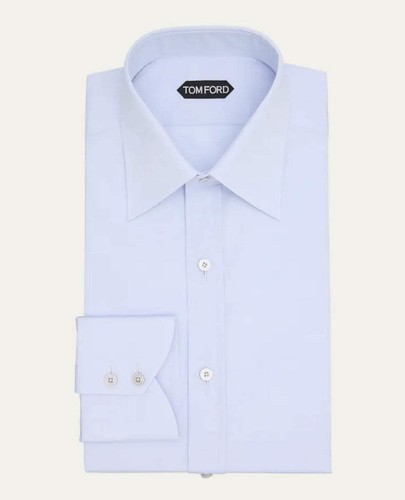 Tom Ford Hombre Medio Azul 100% Algodón Abotonado