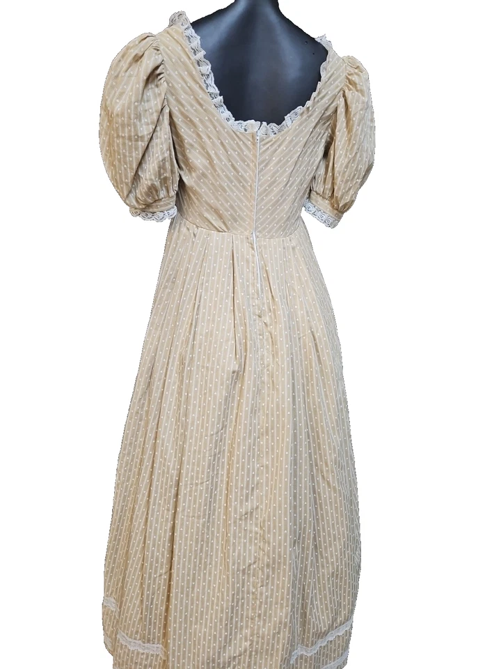 JANE AUSTEN RUST Regency Dress COTTON and lined UNDER 34" BUST  WITH FEATHER - Image 3 of 4