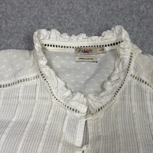 Faherty Willa Peasant Blouse Women’s XS Long Sleeves Button - Picture 3 of 12