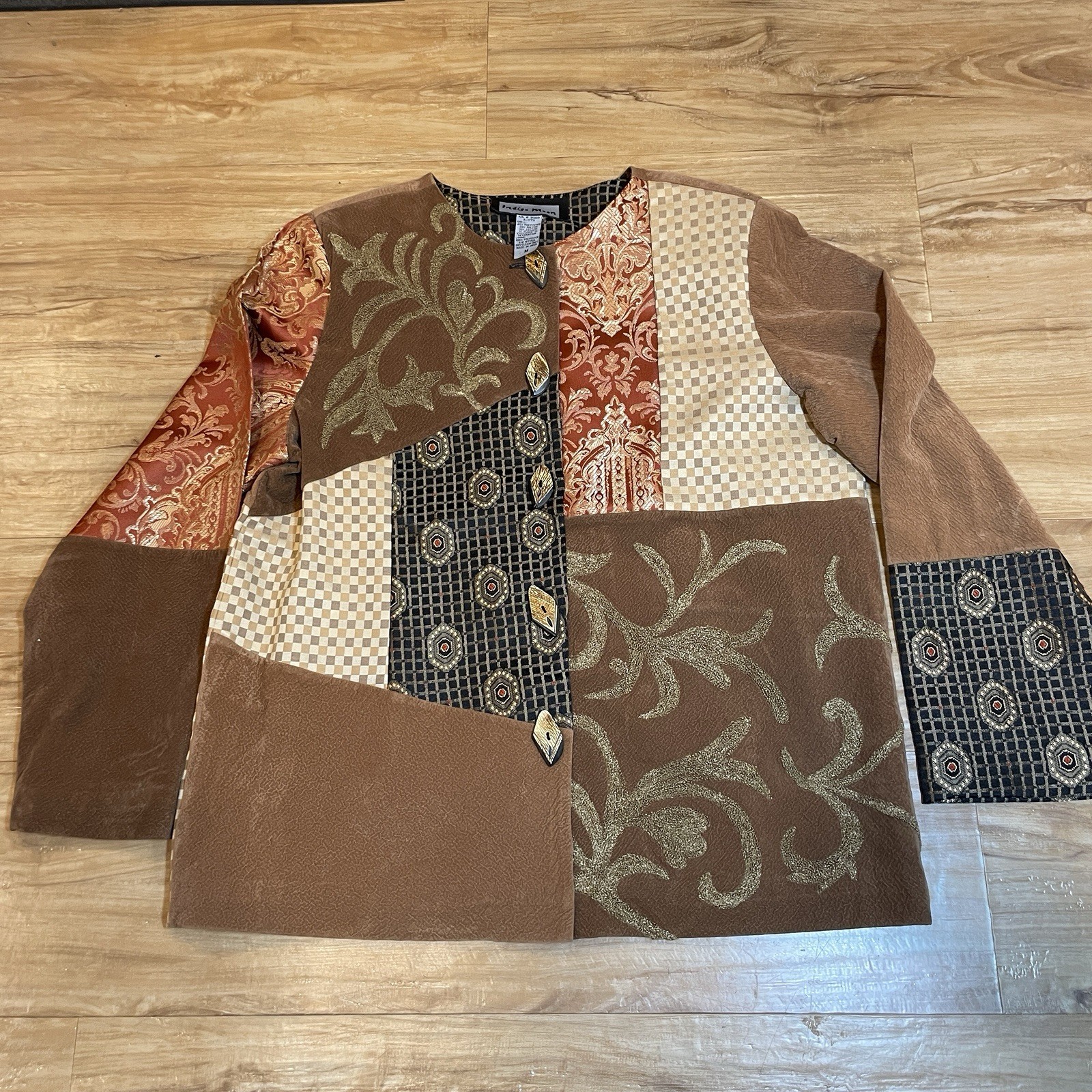 Indigo Moon Jacket Embellished Patchwork Button D… - image 9