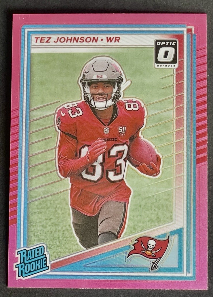 2025 Donruss Tez Johnson Rated Rookie Pink Optic Preview RC #313 Buccaneers