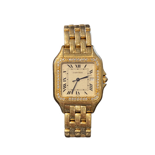 Cartier Panthere 883969 'Ladies' Midsize Yellow Gold White Dial Diamond Bezel