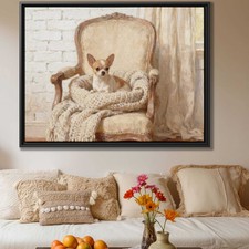 Oil Painting Dog Chihuahua Canvas Print Living Room Decor Vintage Dog Wall Art