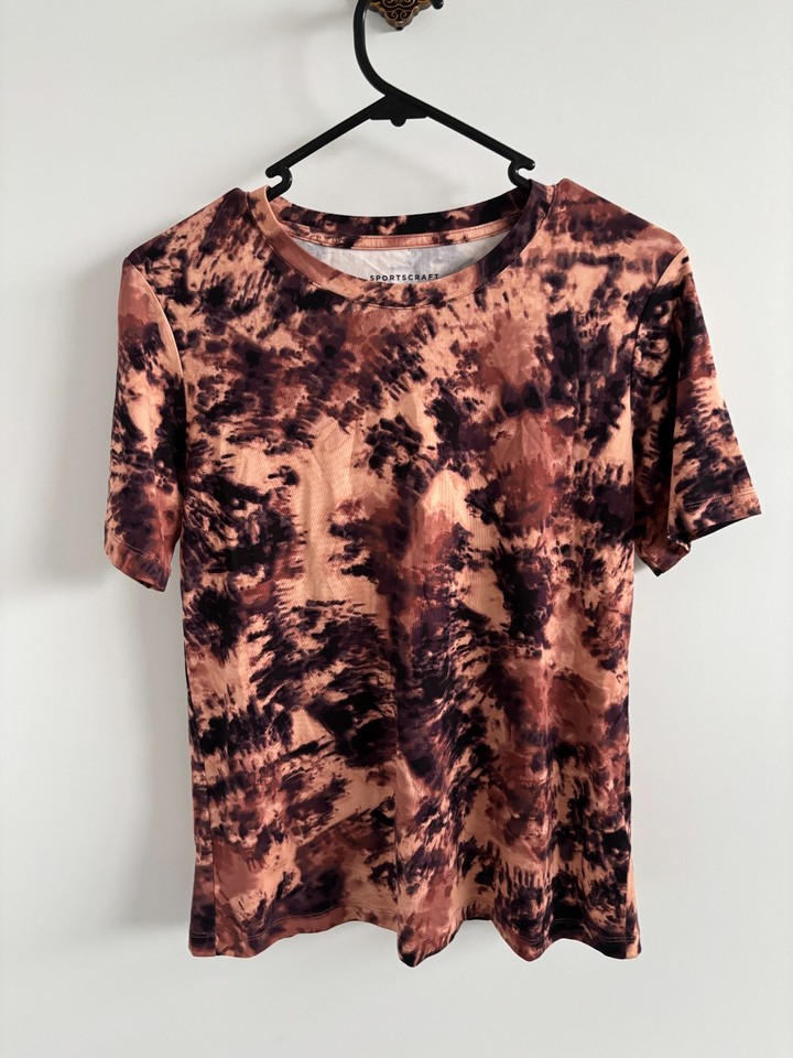 Sportscraft Magic T-Shirt Soft Boho Whimsical Earthy Tie Dye Viscose Size S