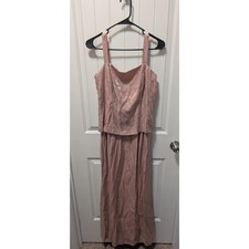 Alex Evenings Formal Gown Beaded Bodice Blush Pink Straps Womens 8 Maxi Dress