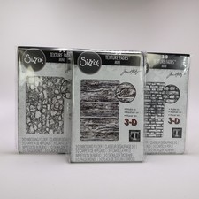Sizzix Tim Holtz 3-D Texture Fades Mini Lot of 3 Embossing Folders Brickwork