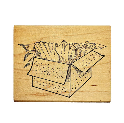 OPEN GIFT BOX Hippo Heart Rubber Stamps Present Tissue Paper Birthday o-444