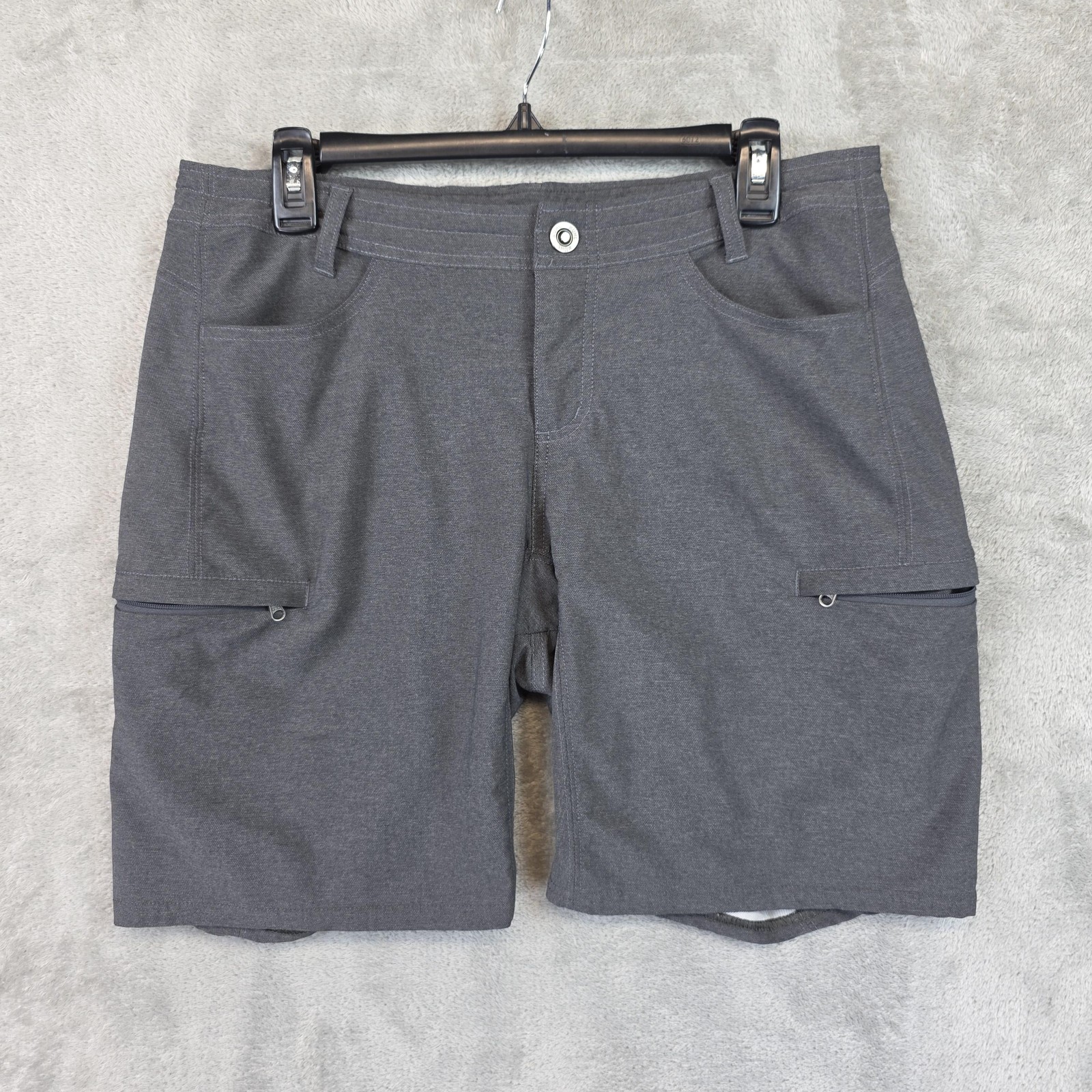 Kuhl Shorts Womens 10 Gray Softshell Cargo Hiking 9 Inseam Stretch Casual