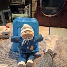 vintage Cabbage Patch doll in Blue Outfit with Bear Patch from the 80s or 90s