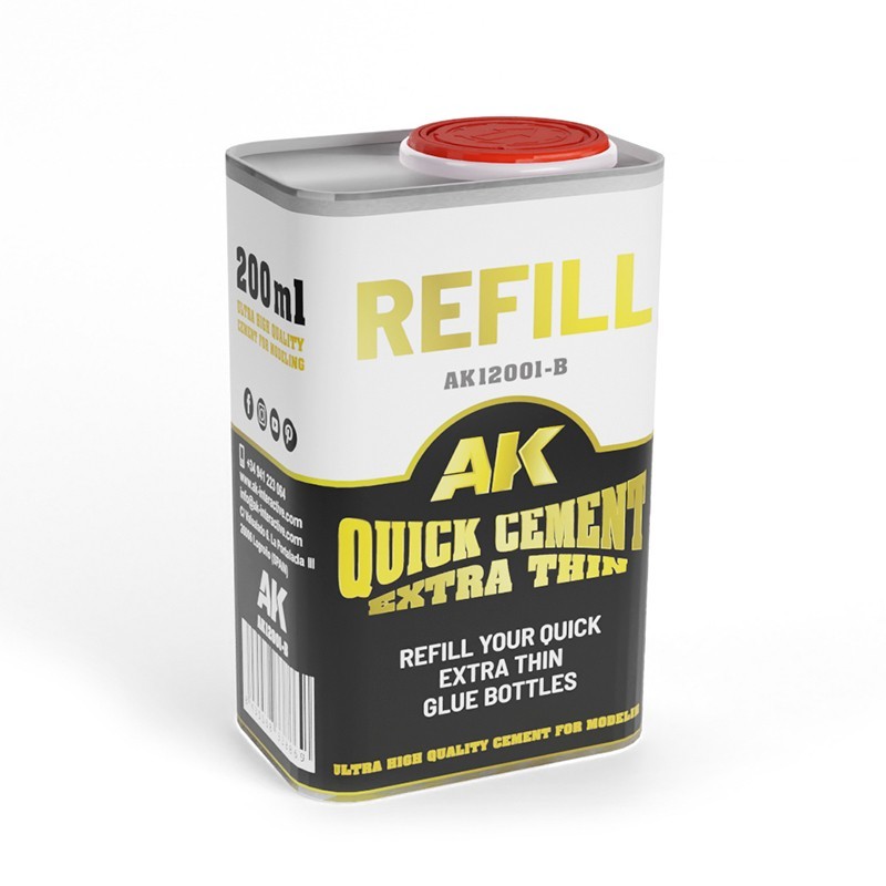 AK Interactive Quick Cement Extra Thin Glue Refill 200ml Modeling Adhesive
