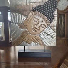 Object d’ Art:  DECORATIVE PANEL Mounted on Base  EUC