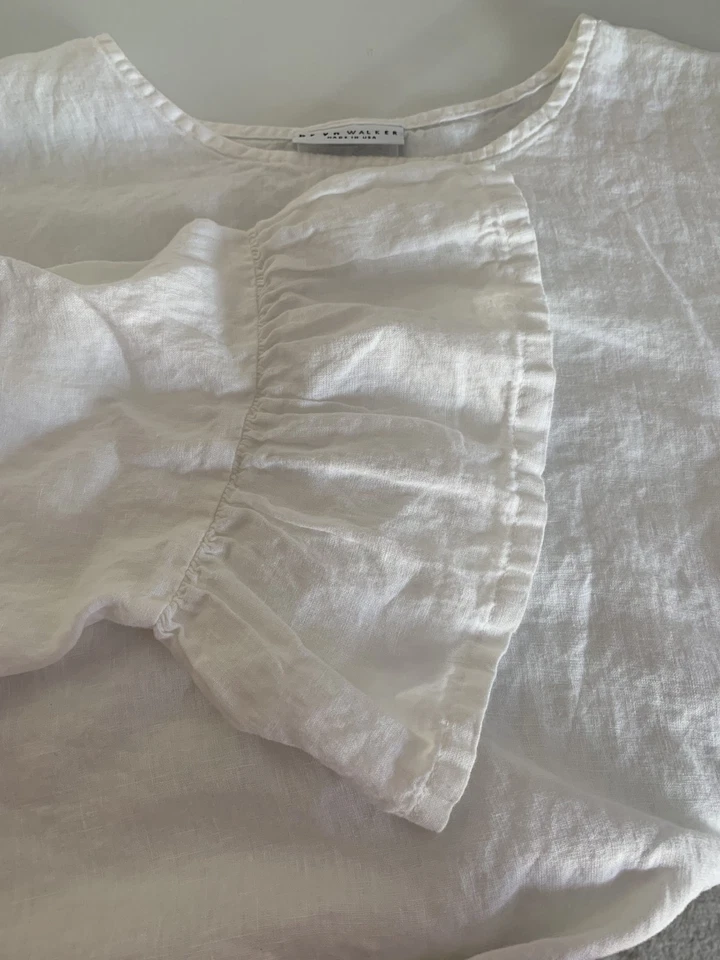 Túnica Bryn Walker Fran Top Feminina 3X Branca 100% Linho Lagenlook Minimalista - Imagem 4 de 4