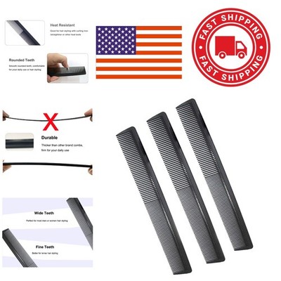 Lightweight Carbon Fiber Styling Comb 3 Pack 8.15 Inch for Easy Hair Management