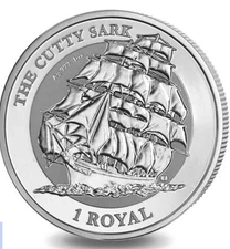 2021 British Indian Ocean Territory 1 oz .999 Silver  Reverse Frosted Cutty Sark