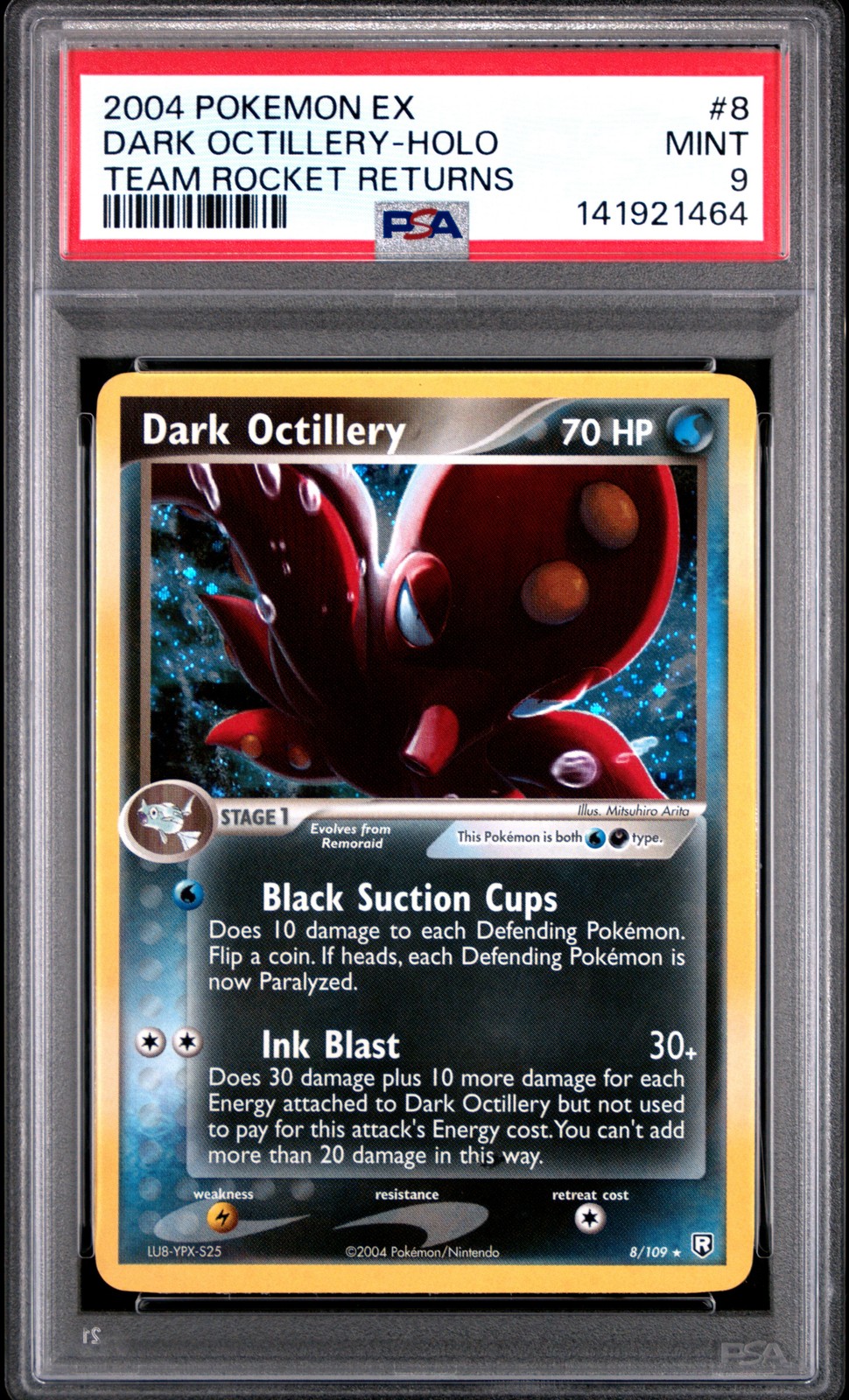 2004 POKEMON EX TEAM ROCKET RETURNS #8 DARK OCTILLERY-HOLO PSA 9