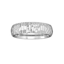 18ct White Gold Jewelco London Comfort Court Hammered Band Wedding Ring 5mm
